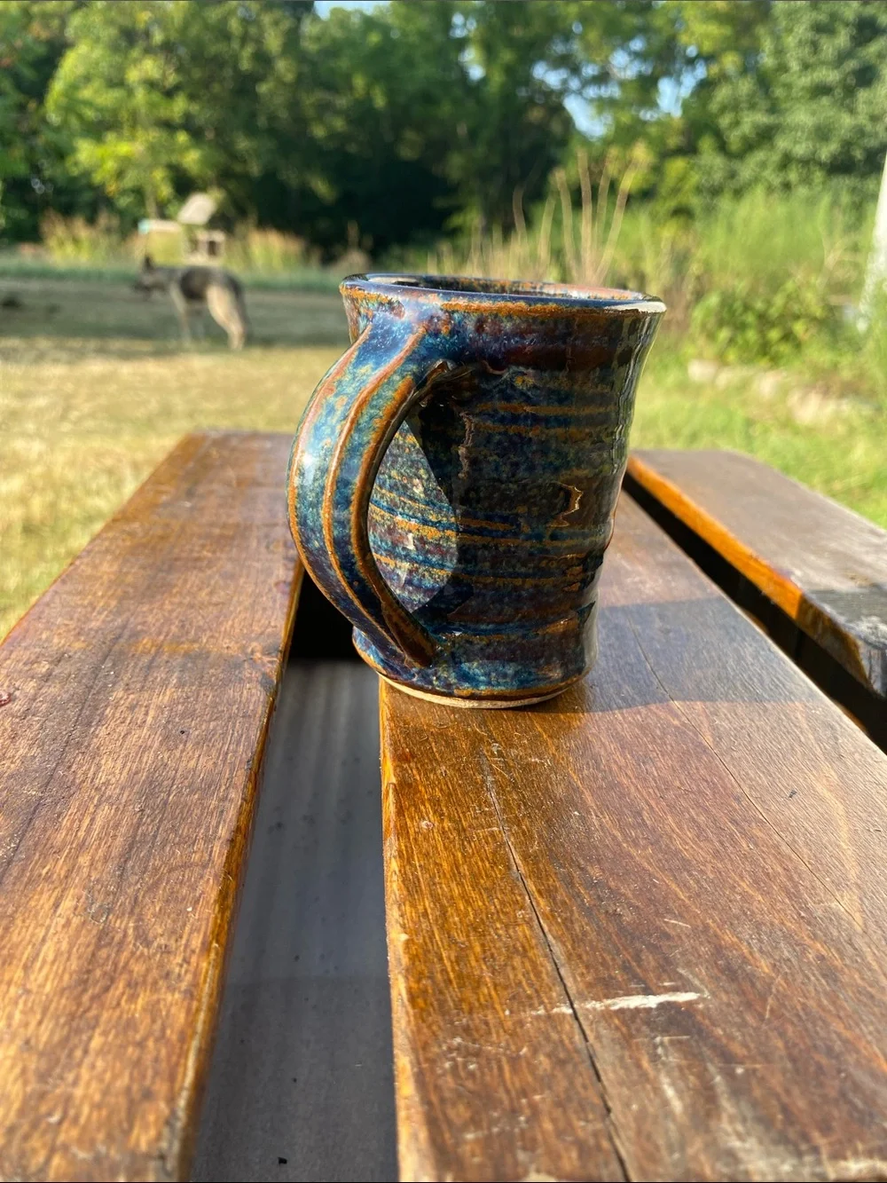 Handmade Blue Speckled Ceramic Espresso Mug 3.5